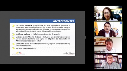 Comisión de Salud, proyecto de Ley de Salud Mental en Ecuuador; y, proyecto de Ley Orgánica de Carrera Sanitaria,